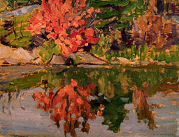 Red Trees Reflected in Lake 1913 - A.Y. Jackson reproduction oil painting