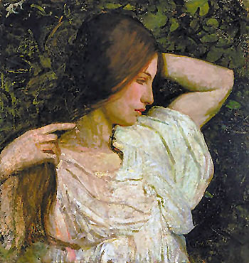 Girl Arranging Her Hair - Abbott Henderson Thayer reproduction oil painting