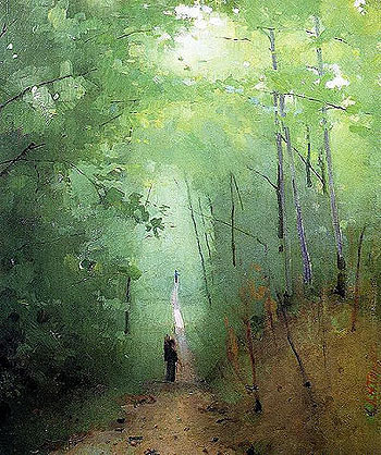 Landscape at Fontainebleau Forest - Abbott Henderson Thayer reproduction oil painting