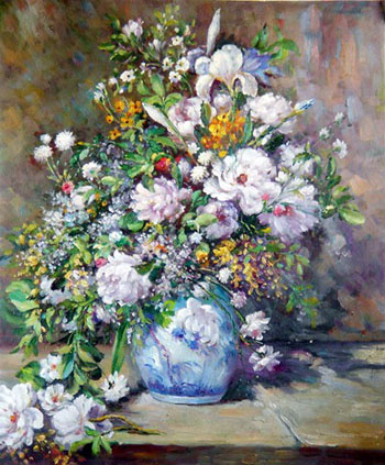 Grand Vaso de Fiori, spring Bouquet - Pierre Auguste Renoir reproduction oil painting