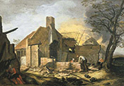 A Landscape with Farm Buildings on Fire - Abraham Bloemaert