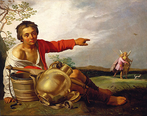 Shepherd Boy Pointing at Tobias and the Angel c1625 - Abraham Bloemaert reproduction oil painting