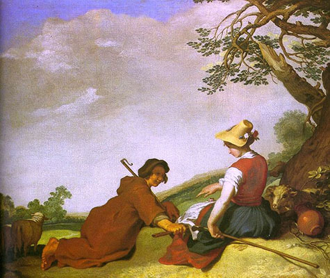 Shepherd and Sherpherdess 1627 - Abraham Bloemaert reproduction oil painting