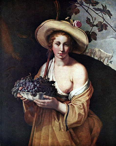 Shepherdess with Grapes 1628 - Abraham Bloemaert reproduction oil painting