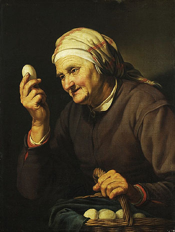 Woman Selling Eggs 1632 - Abraham Bloemaert reproduction oil painting