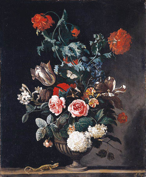 Flowers in a Stone Vase 1670 - Abraham Jansz Begeyn reproduction oil painting
