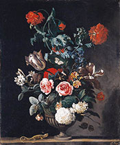 Flowers in a Stone Vase 1670 - Abraham Jansz Begeyn reproduction oil painting