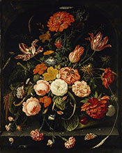 A Vase of Flowers with Two Carnations - Abraham Mignon reproduction oil painting