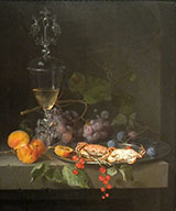 Still Life with Crabs on a Pewter Plate c1669 - Abraham Mignon reproduction oil painting