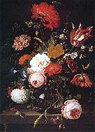 Still Life with Vase of Flowers - Abraham Mignon