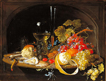 Fruits Oysters - Abraham Mignon reproduction oil painting