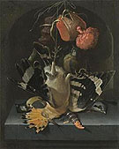 Still Life with a Hoopoe a Great Tit - Abraham Mignon