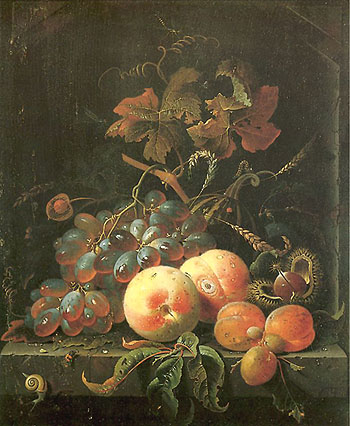 Still Life with Fruits 1660 - Abraham Mignon reproduction oil painting