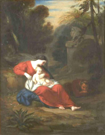 Le Repos de la Sainte Famille - Achille Deveria reproduction oil painting