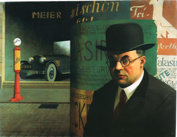 Self Portrait before an Advertisement Pillar 1926 - George Scholz reproduction oil painting