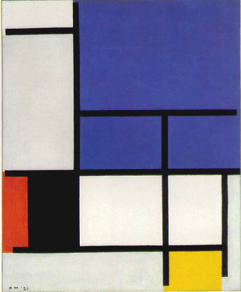 Composition with Large Blue Plane Red Black Yellow and Grey 1921 - Piet Mondrian reproduction oil painting