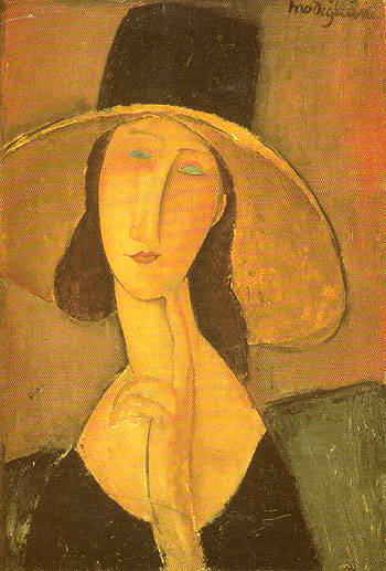 Jeanne in Straw Hat 1917 - Amedeo Modigliani reproduction oil painting