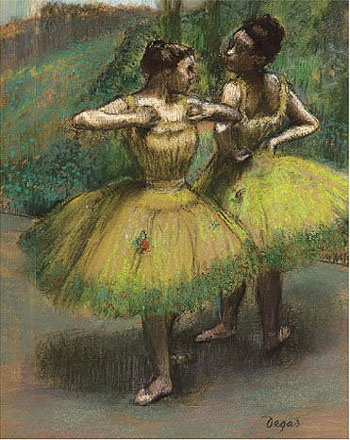 Deux danseuses en Jaune - Edgar Degas reproduction oil painting