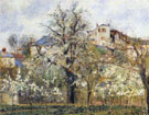 Orchard with Flowering Trees Spring Pontoise 1877 - Camille Pissarro reproduction oil painting