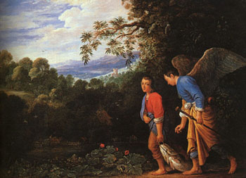 Tobias and Raphael returning with Fish - Adam Elsheimer reproduction oil painting