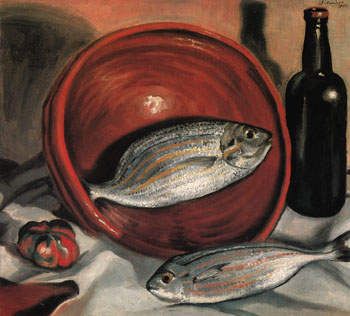 Still Life Fish with Red Bowl c1923 - Salvador Dali reproduction oil painting