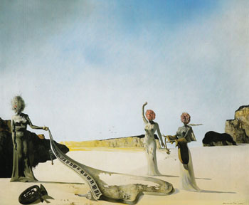 Three Young Surrealist WOmen Holding in Their Arms the Skins of an Orchestra 1936 - Salvador Dali reproduction oil painting