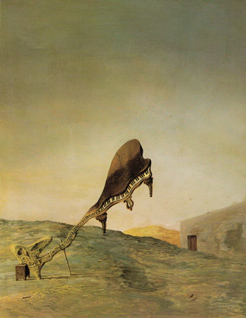 Skull with Its Lyric Appendage Leaning on a Night Table Which SHould Have the Exact Temperature of a Cardinal Birds Nest 1934 - Salvador Dali reproduction oil painting