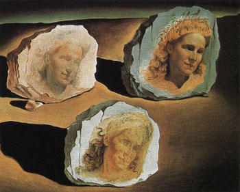 Three Faces of Gala appearing among the Rocks 1945 - Salvador Dali reproduction oil painting