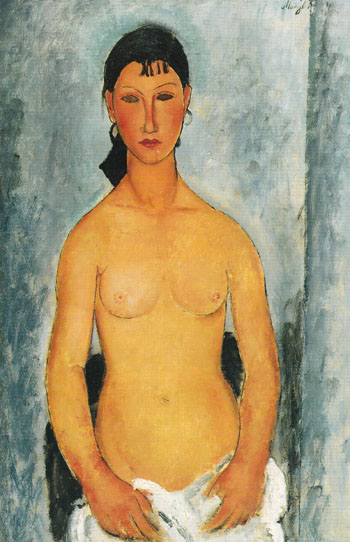 Standing Nude Elvira 1918 - Amedeo Modigliani reproduction oil painting