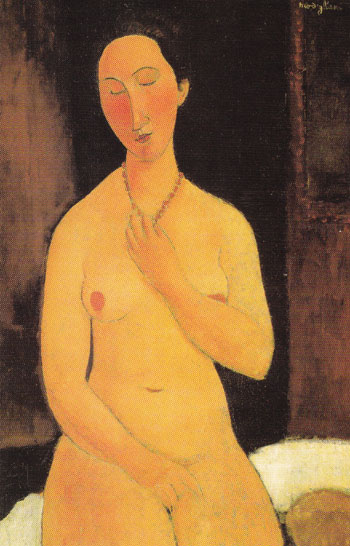 Seated Nude with Necklace 1917 - Amedeo Modigliani reproduction oil painting