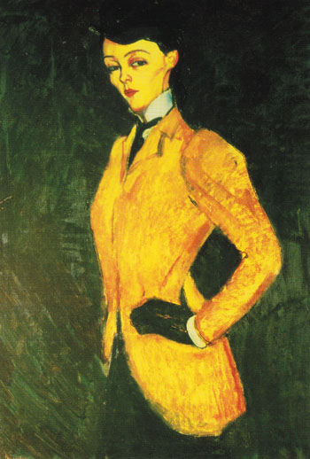 Woman in Yellow Jacket The Amazon 1909 - Amedeo Modigliani reproduction oil painting