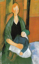 Seated Woman with Child 1919 - Amedeo Modigliani reproduction oil painting