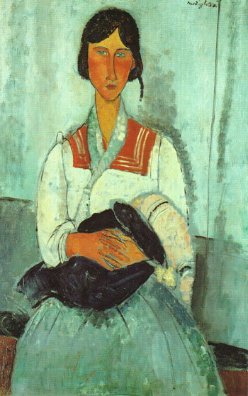 Gypsy Woman with Child 1919 - Amedeo Modigliani reproduction oil painting