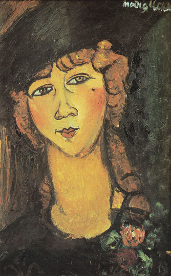 Head of a Woman in a Hat Lolotte c1916 - Amedeo Modigliani reproduction oil painting