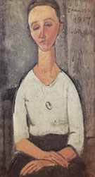 Portrait of Lunia Czechowska 1917 - Amedeo Modigliani reproduction oil painting