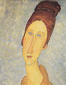 Yellow Sweater Portrait of Mademoiselle Hebuterne c1919 - Amedeo Modigliani reproduction oil painting