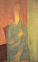 Seated Young Woman with Loose Hair 1919 - Amedeo Modigliani reproduction oil painting