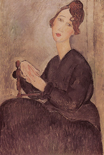 Seated Woman 1918 - Amedeo Modigliani reproduction oil painting