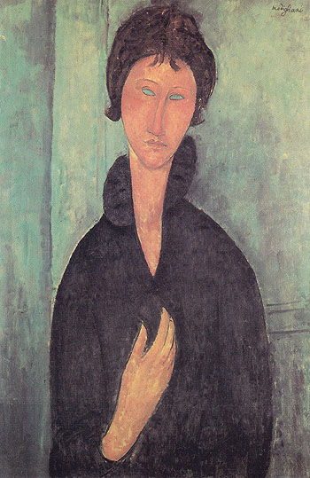 Woman with Blue Eyes A 1918 - Amedeo Modigliani reproduction oil painting