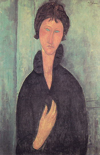 Woman with Blue Eyes A 1918 - Amedeo Modigliani reproduction oil painting