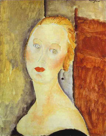 A Blond Woman Portrait of Germaine Survage 1918 - Amedeo Modigliani reproduction oil painting