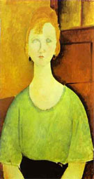 Girl in a Green Blouse 1917 - Amedeo Modigliani reproduction oil painting