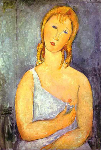 Girl in a White Chemise 1918 - Amedeo Modigliani reproduction oil painting