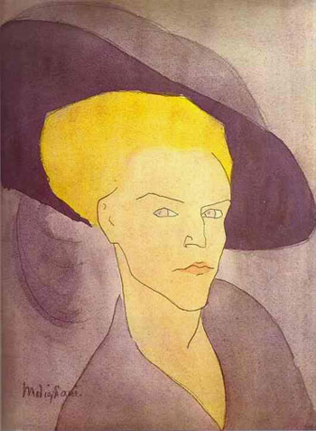 Head of a Woman with a Hat 1907 - Amedeo Modigliani reproduction oil painting