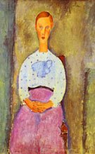 Jeanne fille au Corsage a Pois 1919 - Amedeo Modigliani reproduction oil painting