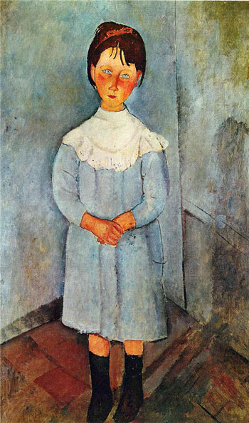 Little Girl in Blue 1918 - Amedeo Modigliani reproduction oil painting