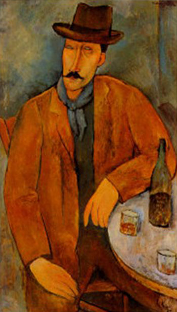 Man with a Wine Glass - Amedeo Modigliani reproduction oil painting