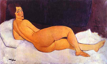 Nude Looking Over Her Right Shoulder 1917 - Amedeo Modigliani reproduction oil painting