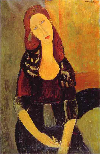 Portrait of Jeanne Hebuterne Common Law Wife of Amedeo Modigliani 1918 - Amedeo Modigliani reproduction oil painting
