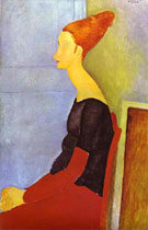 Portrait of Jeanne Hebuterne in Profile 1918 - Amedeo Modigliani reproduction oil painting